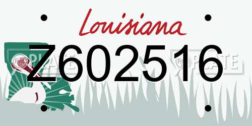 Z602516 Louisiana License Plate