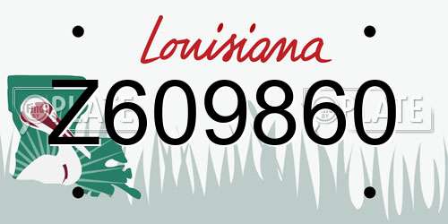 Z609860 Louisiana License Plate