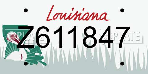 Z611847 Louisiana License Plate