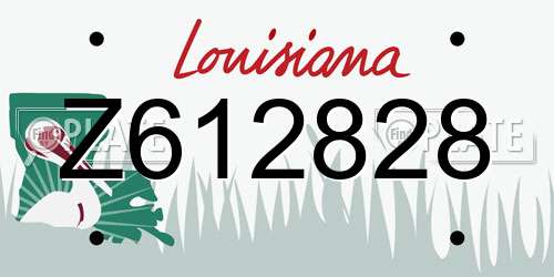 Z612828 Louisiana License Plate