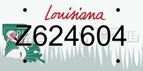 Z624604 Louisiana License Plate