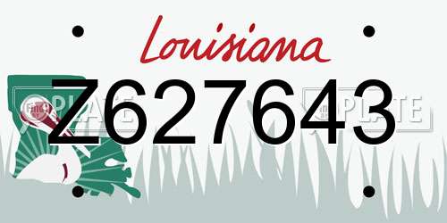 Z627643 Louisiana License Plate