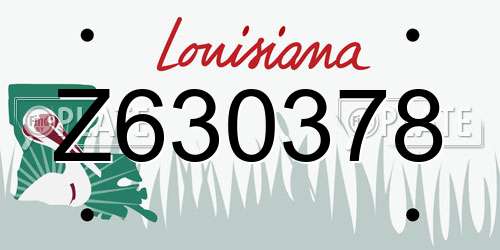 Z630378 Louisiana License Plate