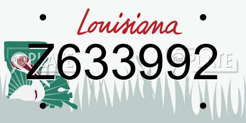 Z633992 Louisiana License Plate