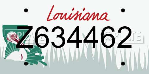 Z634462 Louisiana License Plate