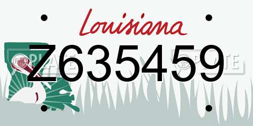 Z635459 Louisiana License Plate