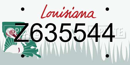 Z635544 Louisiana License Plate
