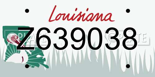 Z639038 Louisiana License Plate