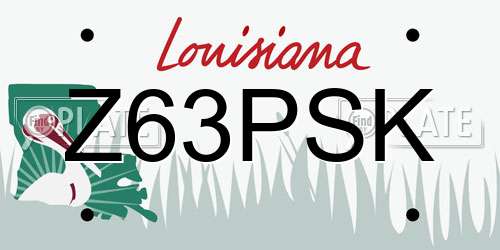Z63PSK Louisiana License Plate