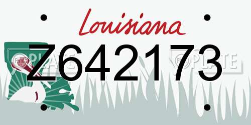 Z642173 Louisiana License Plate