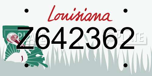 Z642362 Louisiana License Plate