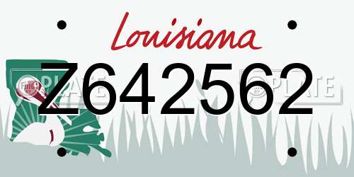 Z642562 Louisiana License Plate
