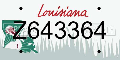Z643364 Louisiana License Plate