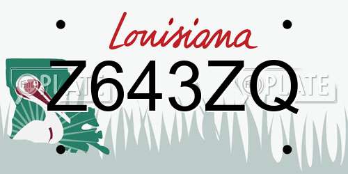 Z643ZQ Louisiana License Plate