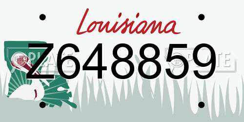 Z648859 Louisiana License Plate