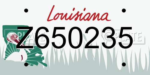Z650235 Louisiana License Plate