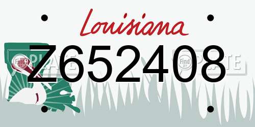 Z652408 Louisiana License Plate