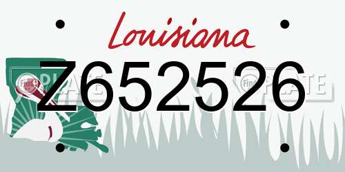 Z652526 Louisiana License Plate