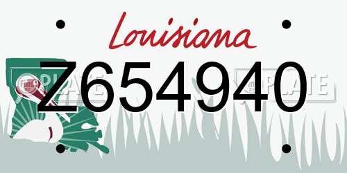 Z654940 Louisiana License Plate