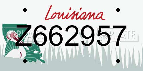 Z662957 Louisiana License Plate