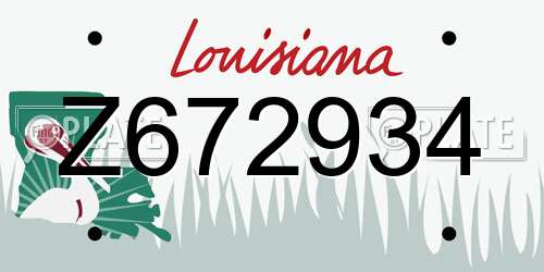 Z672934 Louisiana License Plate
