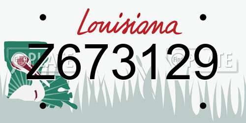 Z673129 Louisiana License Plate