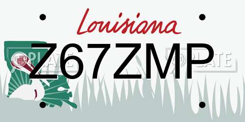 Z67ZMP Louisiana License Plate