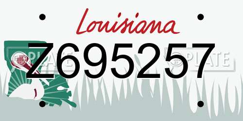 Z695257 Louisiana License Plate