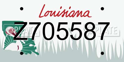 Z705587 Louisiana License Plate