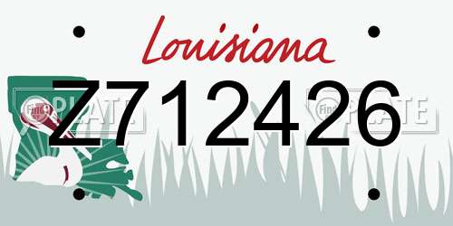 Z712426 Louisiana License Plate