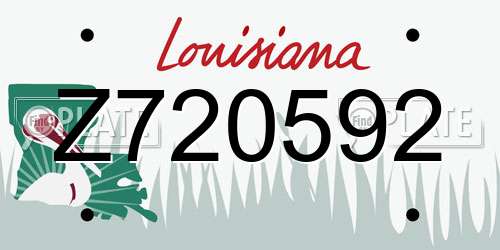 Z720592 Louisiana License Plate