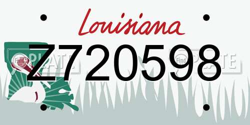 Z720598 Louisiana License Plate
