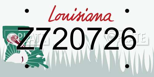Z720726 Louisiana License Plate