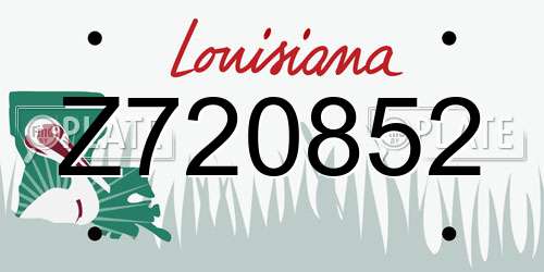 Z720852 Louisiana License Plate