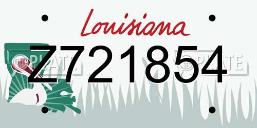 Z721854 Louisiana License Plate