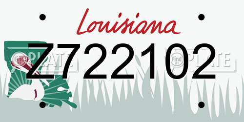 Z722102 Louisiana License Plate