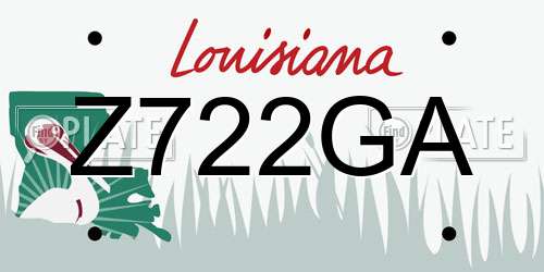 Z722GA Louisiana License Plate