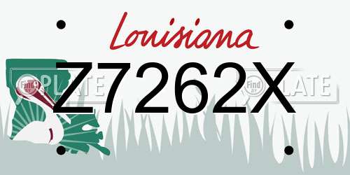 Z7262X Louisiana License Plate