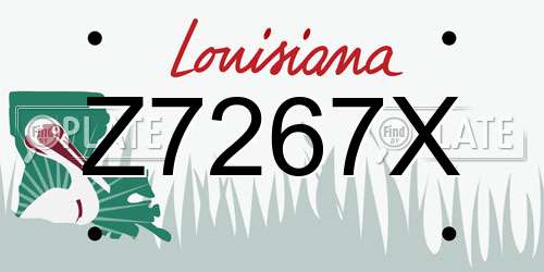 Z7267X Louisiana License Plate
