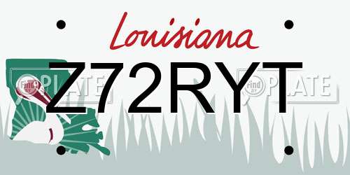 Z72RYT Louisiana License Plate