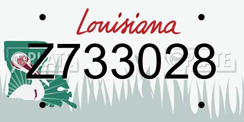 Z733028 Louisiana License Plate
