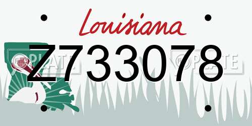 Z733078 Louisiana License Plate