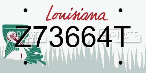 Z73664T Louisiana License Plate