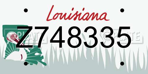 Z748335 Louisiana License Plate