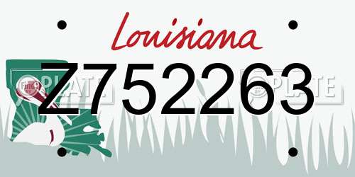 Z752263 Louisiana License Plate