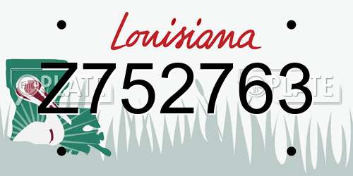 Z752763 Louisiana License Plate