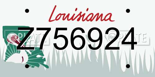 Z756924 Louisiana License Plate