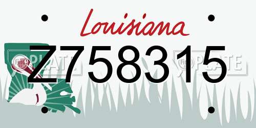 Z758315 Louisiana License Plate