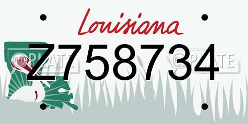 Z758734 Louisiana License Plate