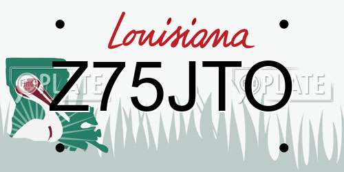 Z75JTO Louisiana License Plate